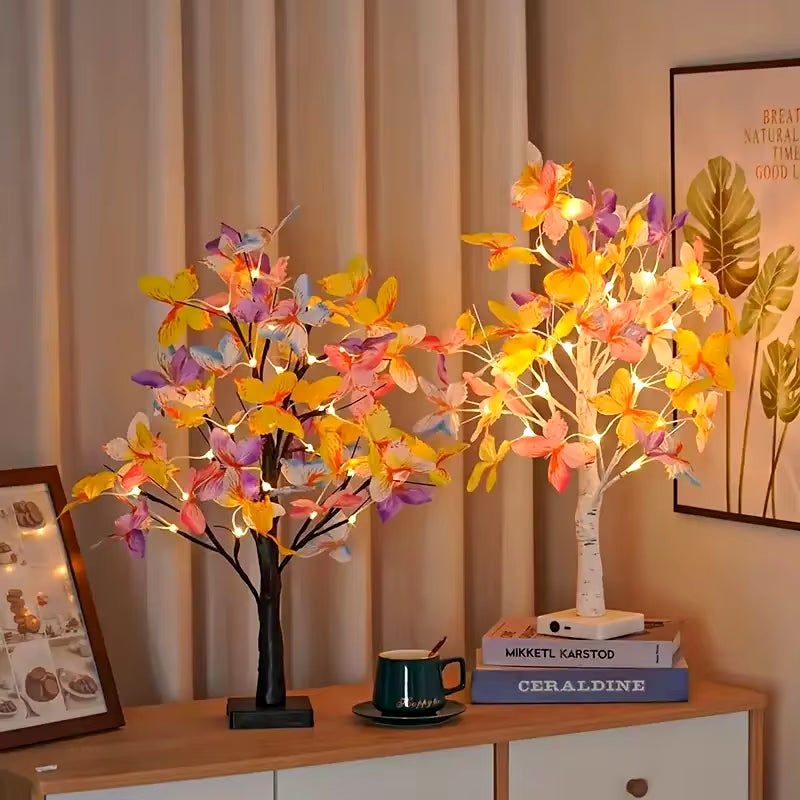 LED Butterfly Tree Light Simulation Tree Butterfly USB Desktop Decorative Light for Wedding Birthday, Home and Office Decoration