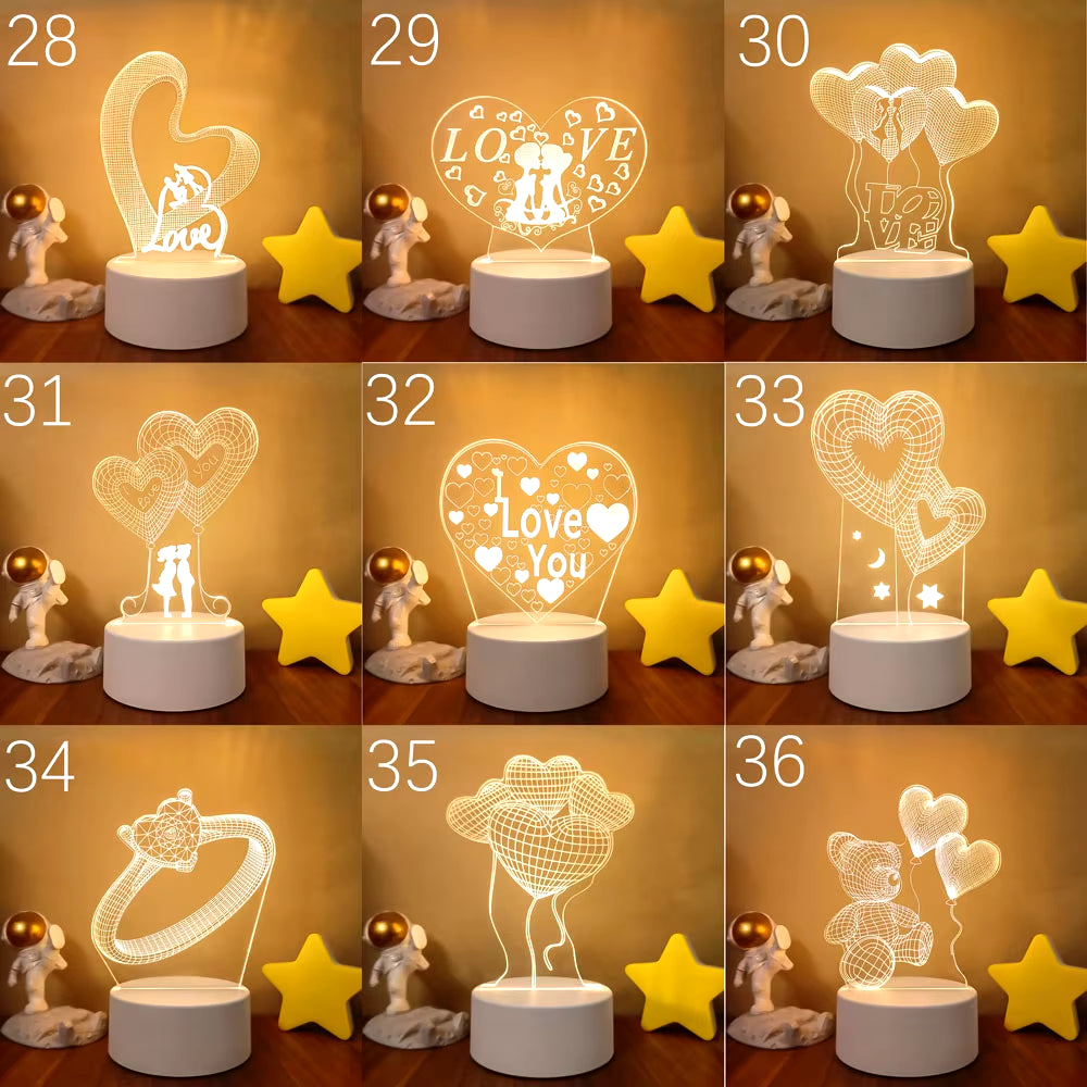 3D LED Lamp Creative 3D LED Night Lights Novelty Illusion Night Lamp 3D Illusion Table Lamp for Home Decorative Light