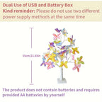 LED Butterfly Tree Light Simulation Tree Butterfly USB Desktop Decorative Light for Wedding Birthday, Home and Office Decoration